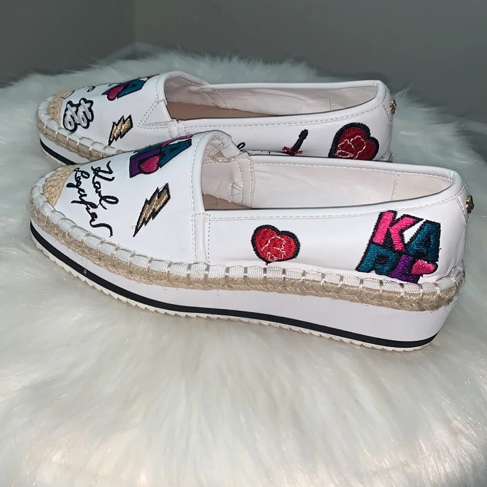 NWT KARL LAGERFELD EMBROIDERED SLIP ON SHOES HAND CRAFTED SIZE 5.5 - Picture 10 of 16